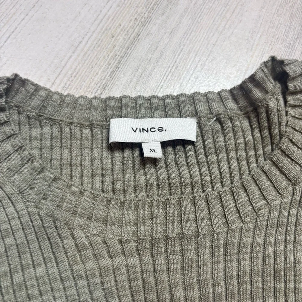 Vince Olive Ribbed Knit Sweater Size XL - Picture 3 of 5